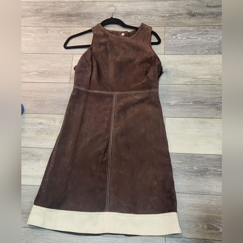 The Coach 100% Leather Chocolate Brown Sheath Dress in size 8